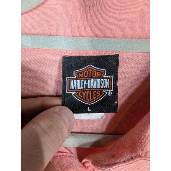 Vtg Harley Davidson Large Polo Pink Sleeveless Collared Biker Orlando FL - Picture 5 of 10